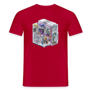 CAD-Kabelkunst Farbströme Rechenzentrum - Männer T-Shirt - Rot - Vorne - AI Model Male 178 dark (178cm)