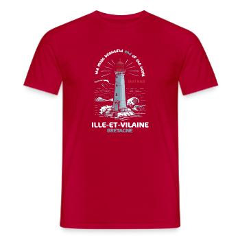 Ille et Vilaine Most Beautiful Place in the World Brittany - Men's T-Shirt - red - Front - AI Model Male 178 dark (178cm)