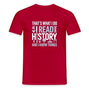 Ich lese Geschichte und weiß Dinge, die süße Buchliebhaber sind - Männer T-Shirt - Rot - Vorne - AI Model Male 178 dark (178cm)