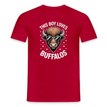 Buffalo Dire les gars drôle Buffalo cadeau - T-shirt homme - rouge - Devant - AI Model Male 178 dark (178cm)