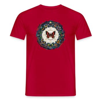 Schmetterlingskreis Mandala - Männer T-Shirt - Rot - Vorne - AI Model Male 178 dark (178cm)