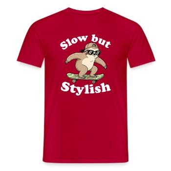 Langsam aber Stilvoll Faultier Skate - Männer T-Shirt - Rot - Vorne - AI Model Male 178 dark (178cm)
