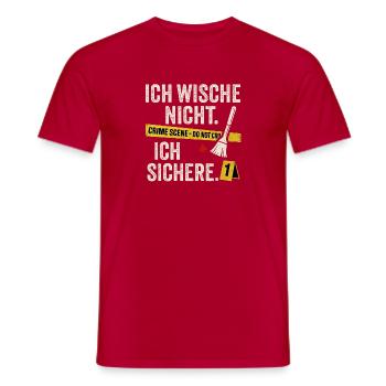 Je ne fais pas d’efface - je sécurise - la police scientifique - T-shirt homme - rouge - Devant - AI Model Male 178 dark (178cm)