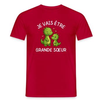 Big Sister Dinosaur Funny Pregnancy Revelation - Men's T-Shirt - red - Front - AI Model Male 178 dark (178cm)
