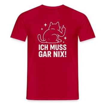 chat paresseux - déclaration disant - je n’ai rien à faire - T-shirt homme - rouge - Devant - AI Model Male 178 dark (178cm)