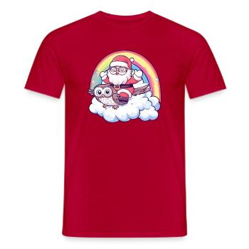 Eule Weihnachtsmann Weihnachten - Männer T-Shirt - Rot - Vorne - AI Model Male 178 dark (178cm)