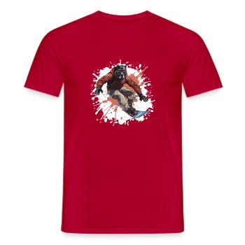Dogue Allemand Chien Snowboard Sport - T-shirt homme - rouge - Devant - AI Model Male 178 dark (178cm)