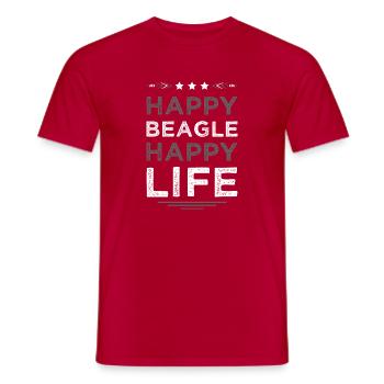 Beagle Dog Happy Life - Men's T-Shirt - red - Front - AI Model Male 178 dark (178cm)