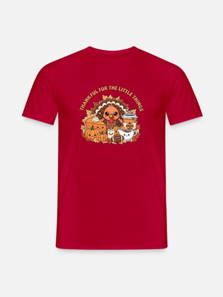 Thankful For the Little Things Cartoon - Men's T-Shirt - red