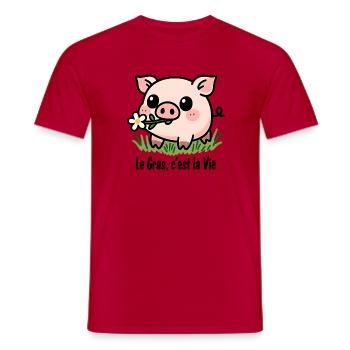 Fett ist Leben - Männer T-Shirt - Rot - Vorne - AI Model Male 178 dark (178cm)