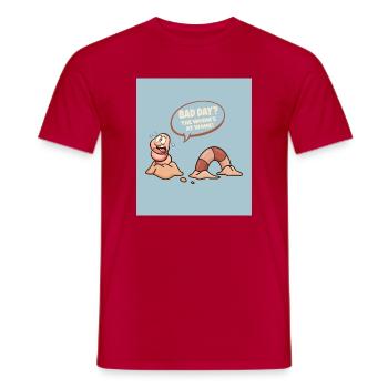 Ver au travail - Mauvais jour dessin animé - T-shirt homme - rouge - Devant - AI Model Male 178 dark (178cm)