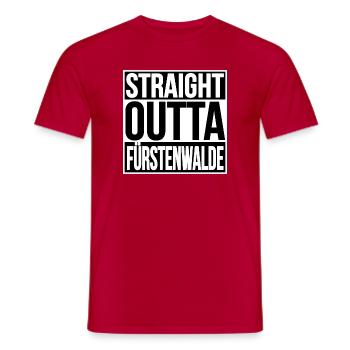STRAIGHT OUTTA FÜRSTENWALDE - Männer T-Shirt - Rot - Vorne - AI Model Male 178 dark (178cm)
