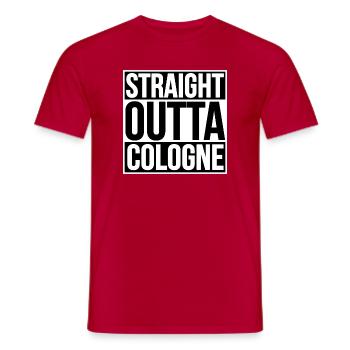 STRAIGHT OUTTA COLOGNE - Men's T-Shirt - red - Front - AI Model Male 178 dark (178cm)