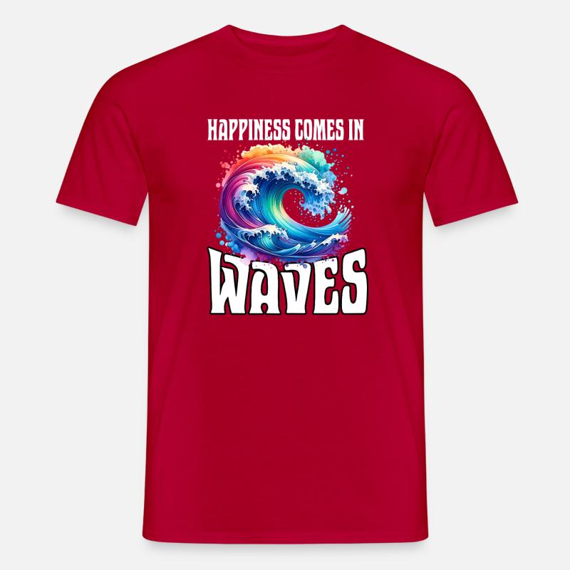 Happiness Comes In Waves - Männer T-Shirt - Rot
