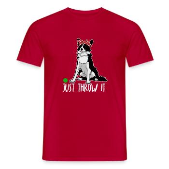 Il suffit de le lancer border collie chien mamans et papas - T-shirt homme - rouge - Devant - AI Model Male 178 dark (178cm)