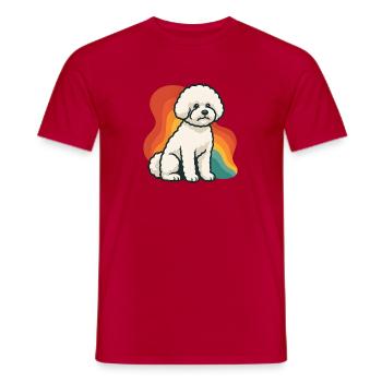Bichon frisé chien moelleux avec fond coloré - T-shirt homme - rouge - Devant - AI Model Male 178 dark (178cm)