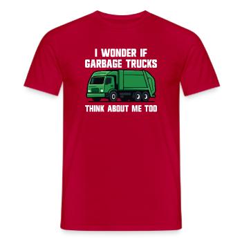 I wonder if garbage trucks are thinking of me - Men's T-Shirt - red - Front - AI Model Male 178 dark (178cm)