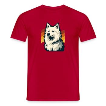 Flauschiger Amerikanischer Eskimohund Gegen Sonnenuntergang - Männer T-Shirt - Rot - Vorne - AI Model Male 178 dark (178cm)