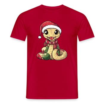 Snake Cobra Christmas - Men's T-Shirt - red - Front - AI Model Male 178 dark (178cm)