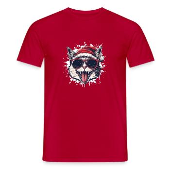 Cat Christmas Funny - Men's T-Shirt - red - Front - AI Model Male 178 dark (178cm)