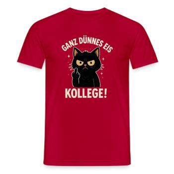 Chat de glace très mince Morning Grouch - T-shirt homme - rouge - Devant - AI Model Male 178 dark (178cm)