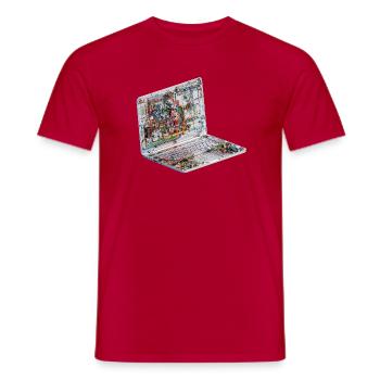 Transparente CAD-Schaltkreiskunst beim Laptop - Männer T-Shirt - Rot - Vorne - AI Model Male 178 dark (178cm)
