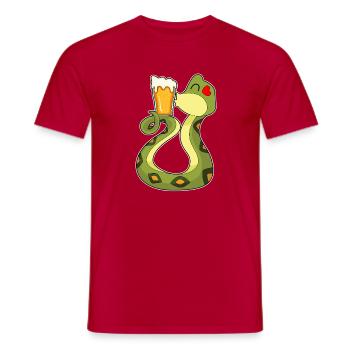 Schlange Bier - Männer T-Shirt - Rot - Vorne - AI Model Male 178 dark (178cm)