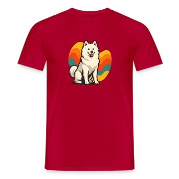 Chien Samoyède Prisme Retro Wave - T-shirt homme - rouge - Devant - AI Model Male 178 dark (178cm)