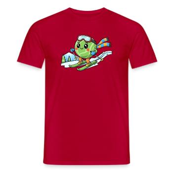 Skiing Watermelon Kawaii Winter Sports Fun - Men's T-Shirt - red - Front - AI Model Male 178 dark (178cm)