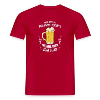 Bier vom Glas trennen Umweltschutz / Bier Spruch - Männer T-Shirt - Rot - Vorne - AI Model Male 178 dark (178cm)