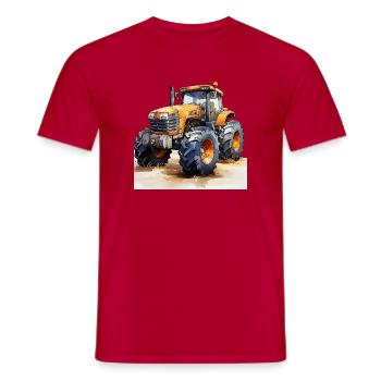 Gelber Power-Traktor Offroad-Action - Männer T-Shirt - Rot - Vorne - AI Model Male 178 dark (178cm)