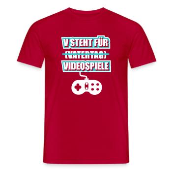 Vatertag Vater Gamer Zocken Videospiele Papa - Männer T-Shirt - Rot - Vorne - AI Model Male 178 dark (178cm)