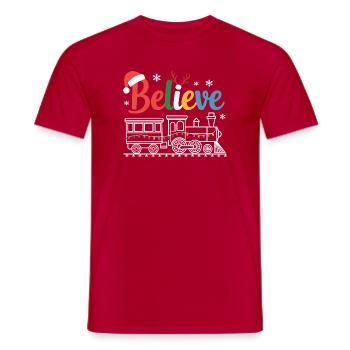 Croyez en la conception du train des Fêtes - T-shirt homme - rouge - Devant - AI Model Male 178 dark (178cm)