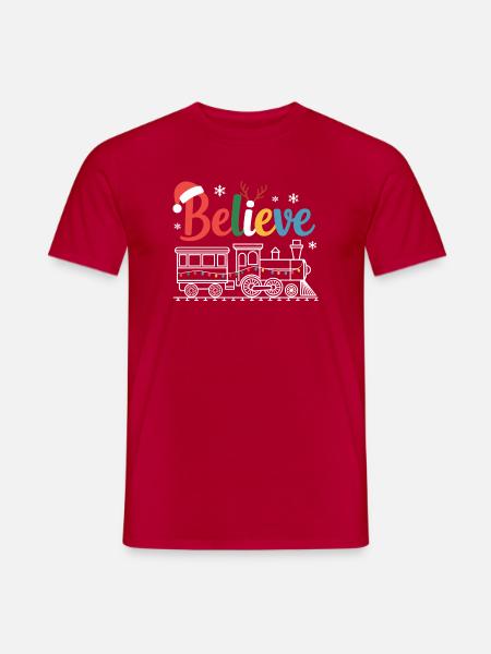 Believe Holiday Train Design - Men's T-Shirt - red