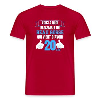 Birthday 20 Years Boy Funny Beau Gosse - T-shirt homme - rouge - Devant - AI Model Male 178 dark (178cm)