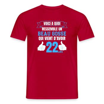 Birthday 22 Years Boy Funny Beau Gosse - T-shirt homme - rouge - Devant - AI Model Male 178 dark (178cm)