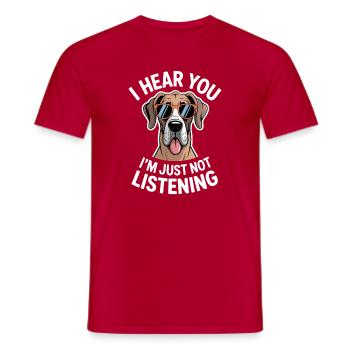 Deutsche Dogge Spruch Lustiges Dogge Geschenk - Männer T-Shirt - Rot - Vorne - AI Model Male 178 dark (178cm)