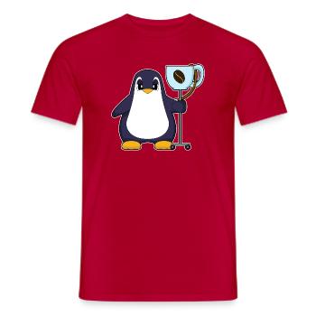 Pinguin Kaffee Tasse - Männer T-Shirt - Rot - Vorne - AI Model Male 178 dark (178cm)