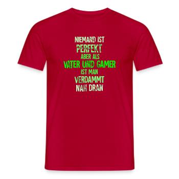 Gamer Gamer Nerd Father Saying Father's Day Funny - Men's T-Shirt - red - Front - AI Model Male 178 dark (178cm)