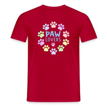 PAW LOVERS Blaue Pastell-Pfoten - Männer T-Shirt - Rot - Vorne - AI Model Male 178 dark (178cm)
