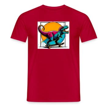 Dinosaure sur Skateboard - T-shirt homme - rouge - Devant - AI Model Male 178 dark (178cm)