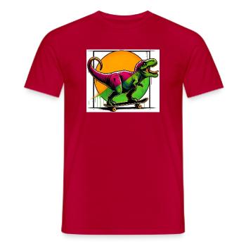 Dinosaure sur Skateboard - T-shirt homme - rouge - Devant - AI Model Male 178 dark (178cm)