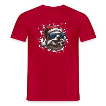 Faultier Weihnachten Lustig - Männer T-Shirt - Rot - Vorne - AI Model Male 178 dark (178cm)