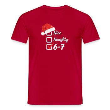 Nice Naughty 6 7 Merry Christmas - Men's T-Shirt - red - Front - AI Model Male 178 dark (178cm)
