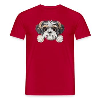 Shih Tzu - T-shirt homme - rouge - Devant - AI Model Male 178 dark (178cm)