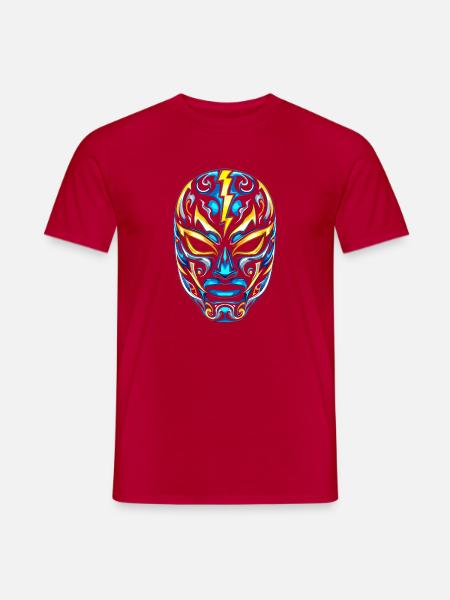 Flash Masks Lucha Neon Blue Gold - Men's T-Shirt - red
