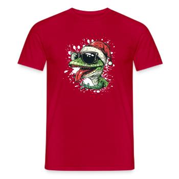 Echse Weihnachten Lustig Gecko - Männer T-Shirt - Rot - Vorne - AI Model Male 178 dark (178cm)