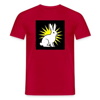 Cool bunny in punk rock & pop art style - Men's T-Shirt - red - Front - AI Model Male 178 dark (178cm)