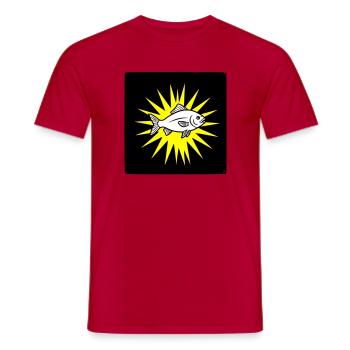 Cool fish in punk rock & pop art style - Men's T-Shirt - red - Front - AI Model Male 178 dark (178cm)