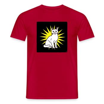 Cool cat in pop art & punk rock style - Men's T-Shirt - red - Front - AI Model Male 178 dark (178cm)